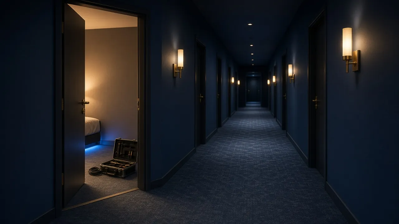 Trabajo de instalación en una habitación de hotel: cableado y actuador de control junto al cuadro eléctrico de la estancia